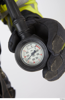 Sam Atkins Firefighter in Protective Suit details of uniform gloves…